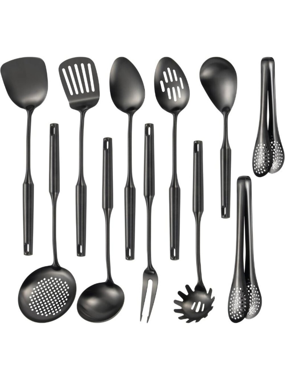 11-Piece Matte Stainless Steel Kitchen Utensil Set - Dishwasher Safe Cooking